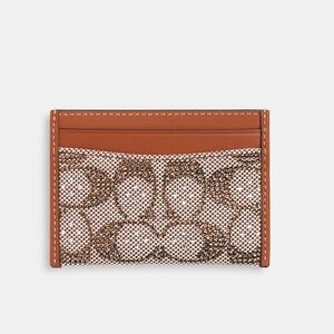 Coach Essential Card Case In Crystal Signature Jacquard
